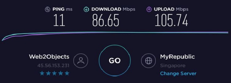 ExpressVPN SG Speed Test