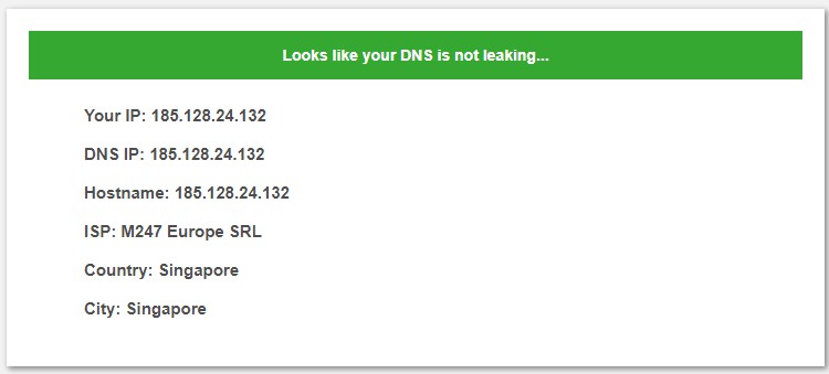 No DNS leak on Surfshark