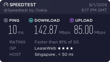 Ivacy Speed Test on Singapore Server
