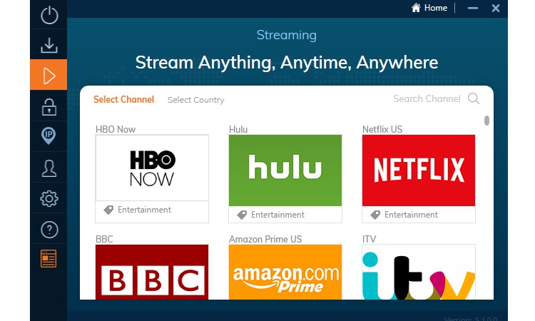 Convenient video streaming options in the Ivacy app