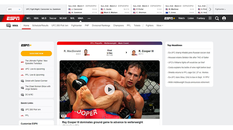 UFC Streams - ESPN