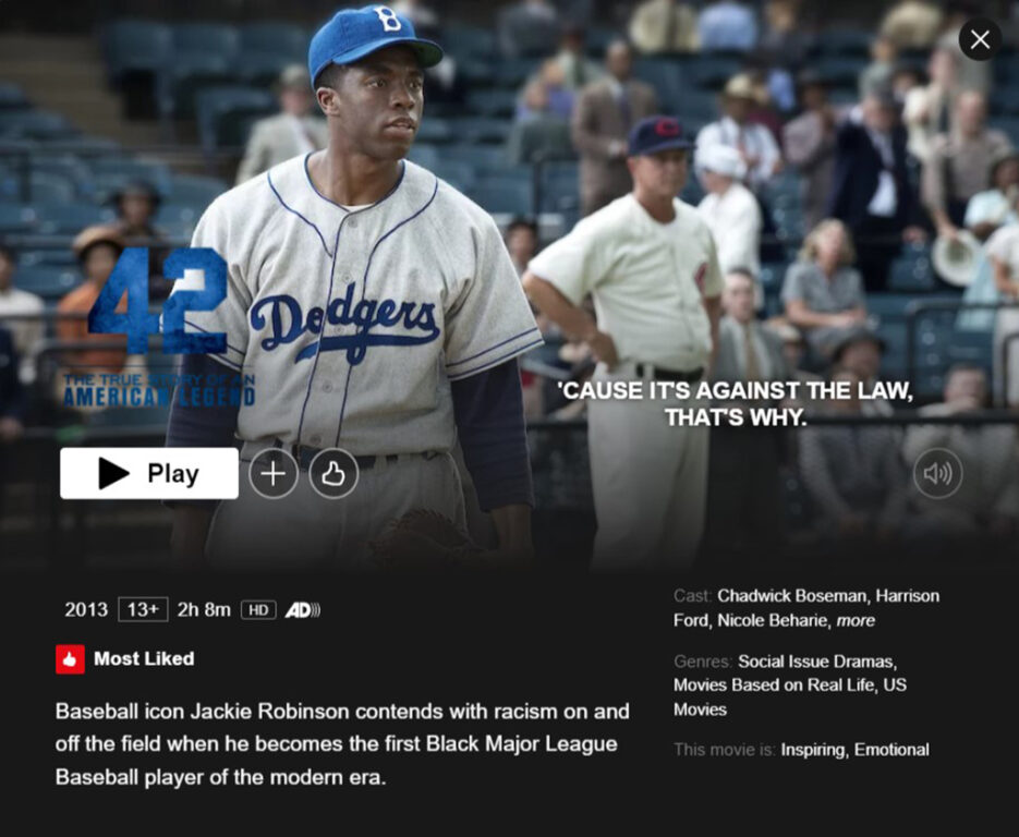 42 on Netflix (Sports Movies on Netflix)