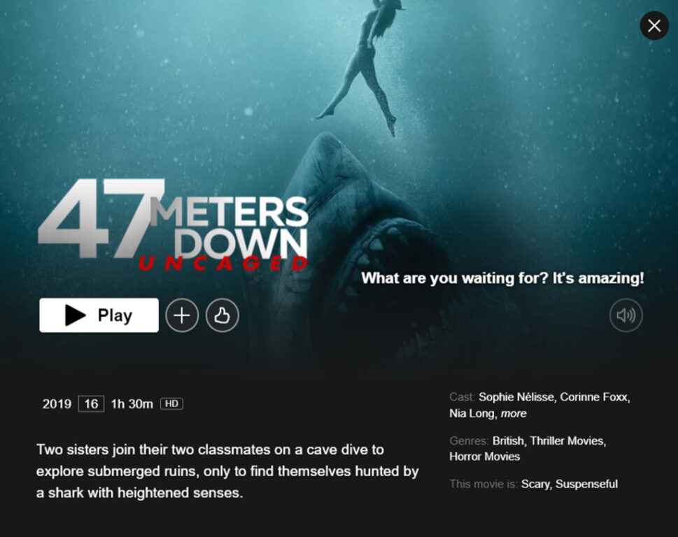 47 Meters Down Uncaged on Netflix