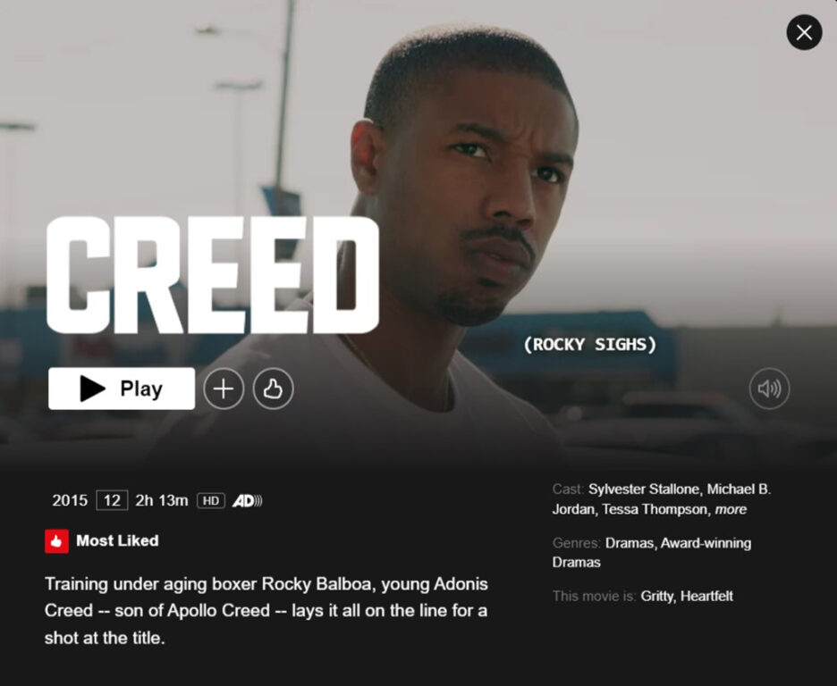 Creed on Netflix