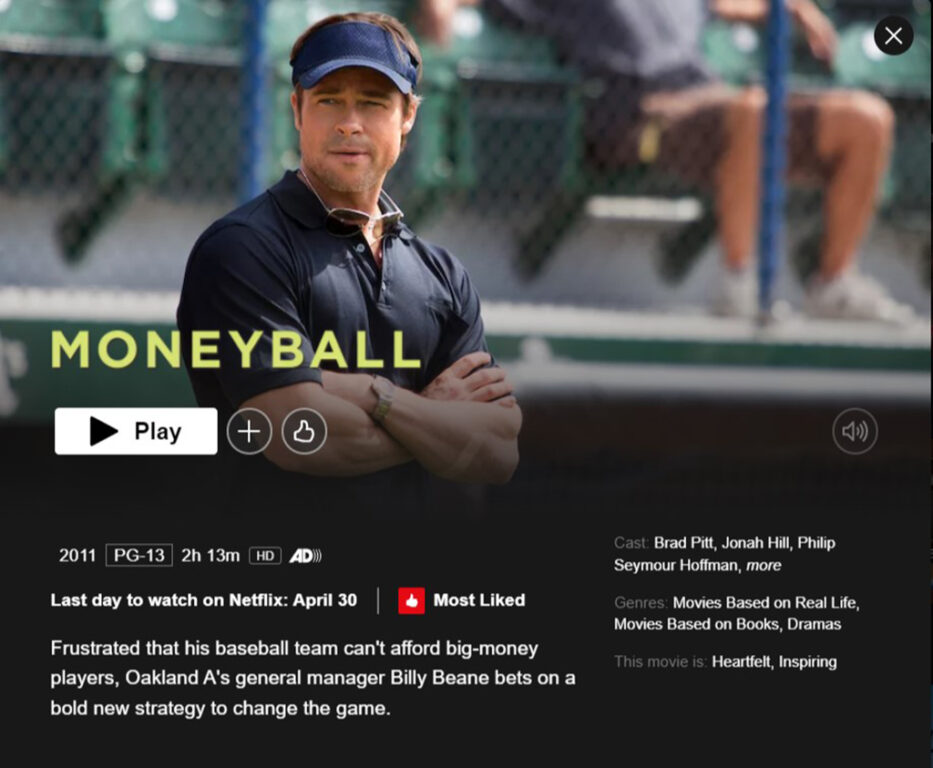Moneyball on Netflix