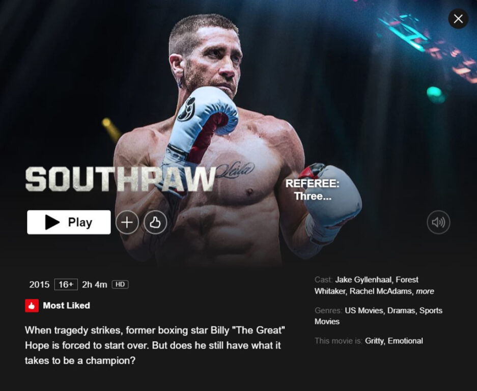 Southpaw on Netflix (Sports Movies on Netflix)