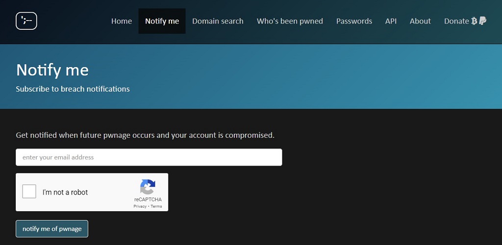 Have I Been Pwned Notify