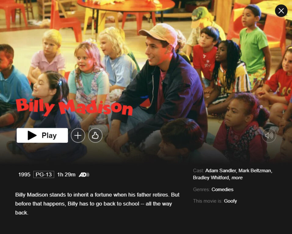 Adam Sandler Movies on Netflix - Billy Madison