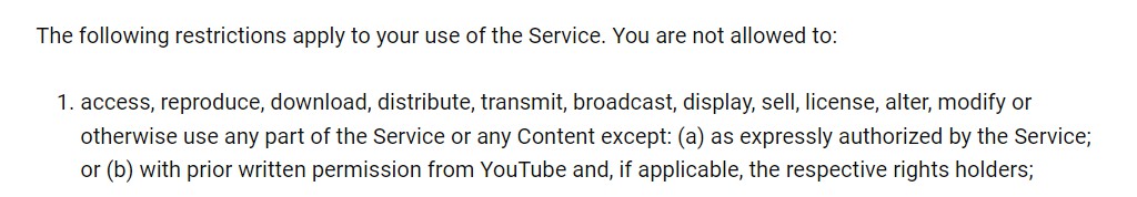 YouTube TOS