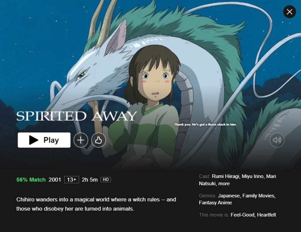 Best Anime Movies on Netflix - Spirited Away