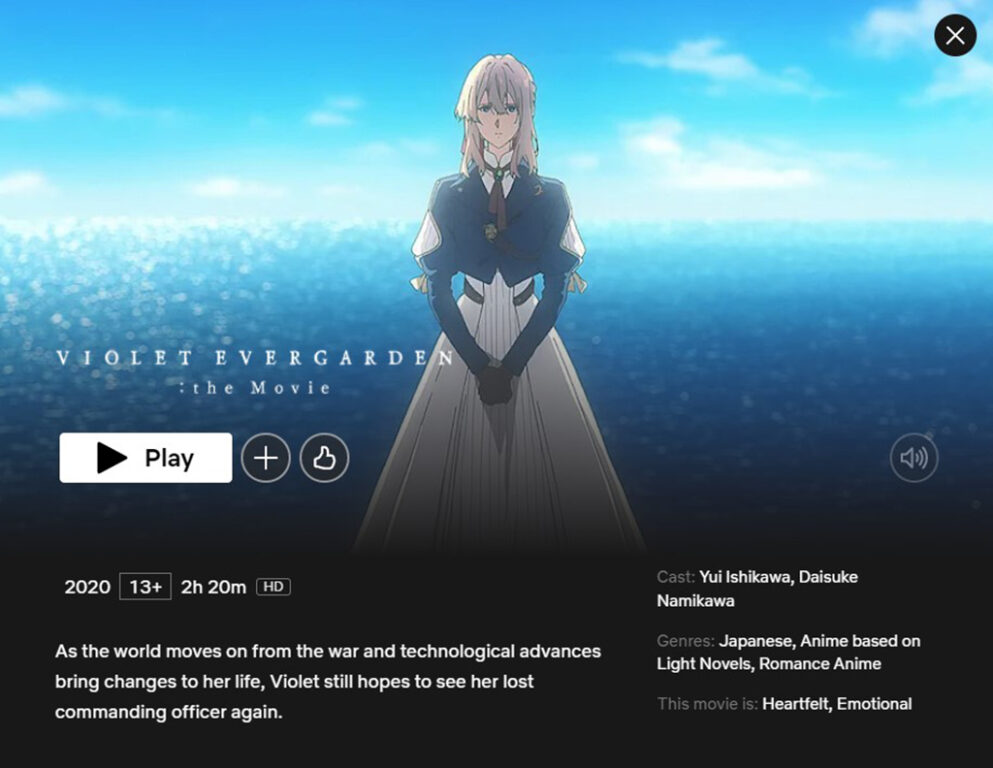 Best Anime Movies on Netflix - Violet Evergarden