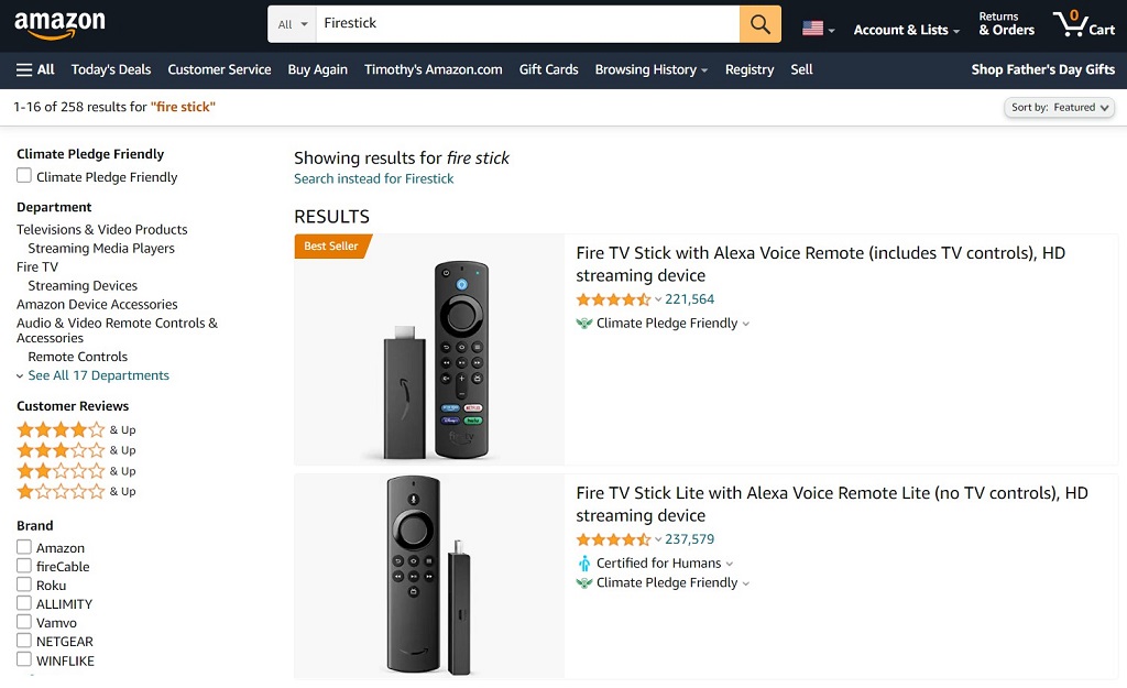Amazon Firestick on Amazon