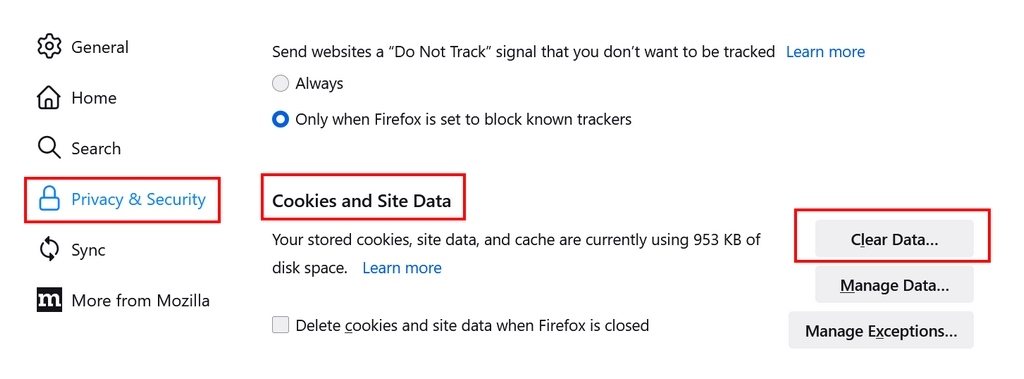 Clear Cache and Cookies in Firefox