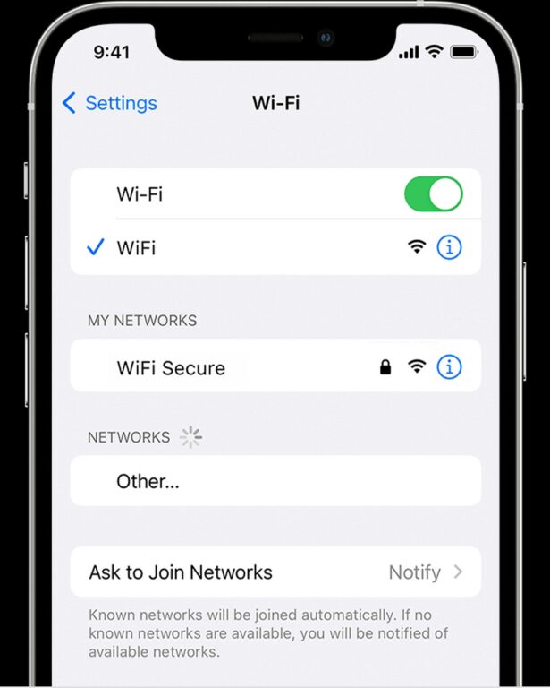 iOS wireless network