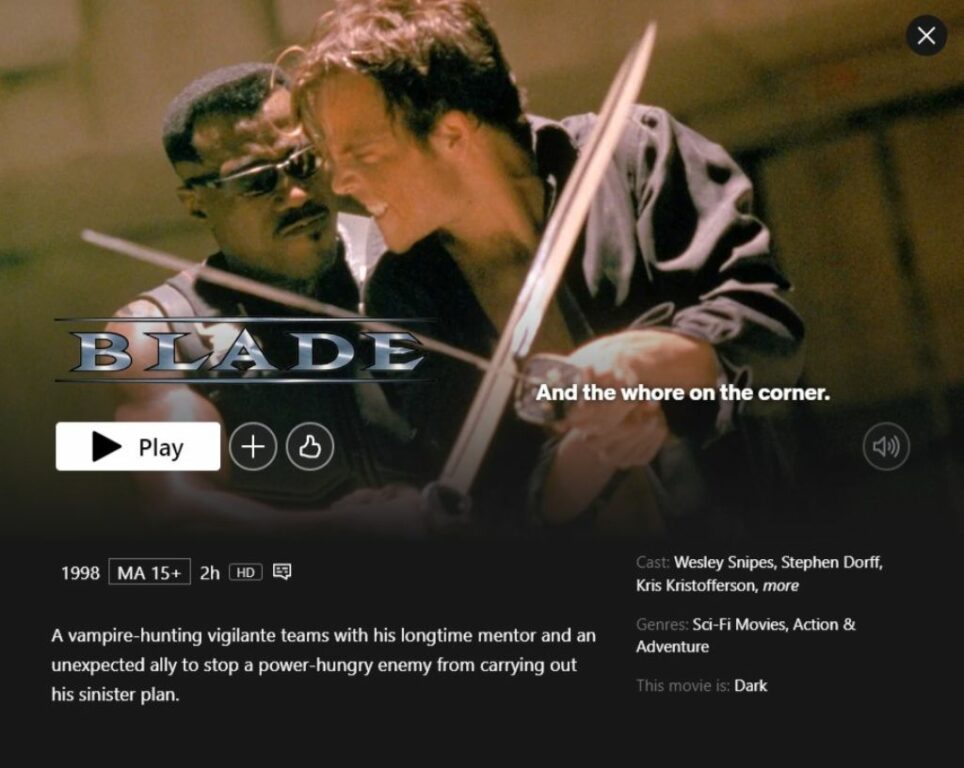 Blade - Vampire Movies on Netflix