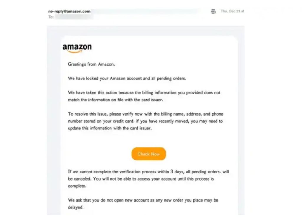 Amazon Scam Notifications