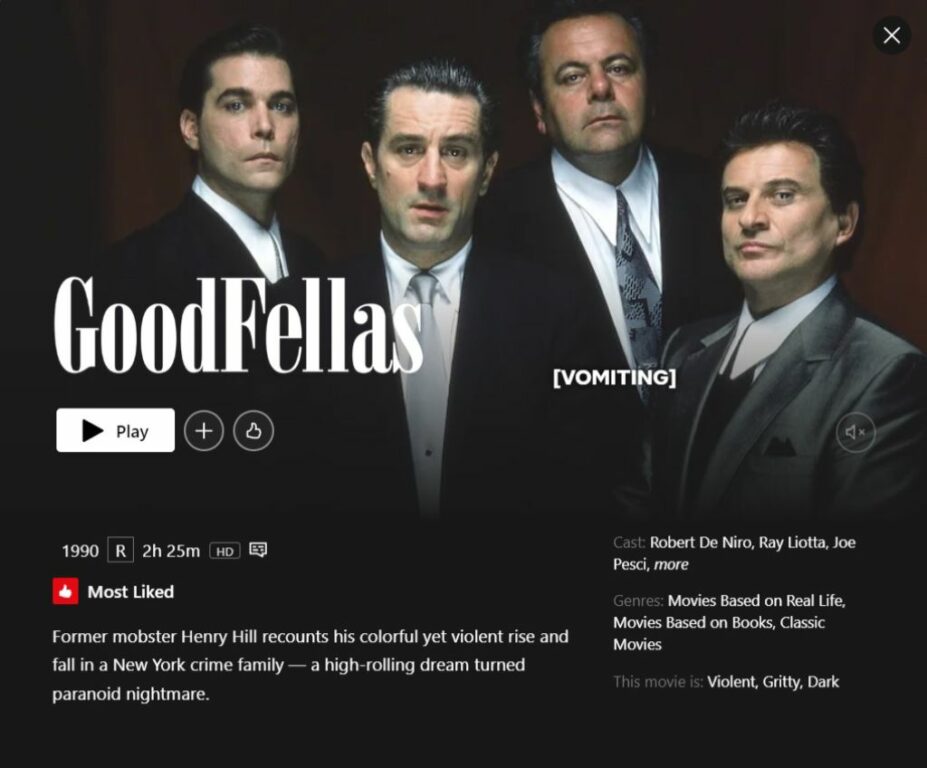 Gangster Movies on Netflix - Goodfellas