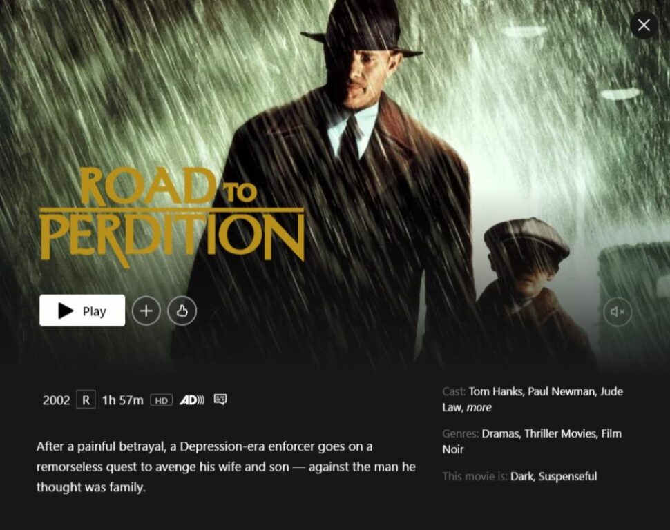 Gangster Movies on Netflix - Road to Perdition