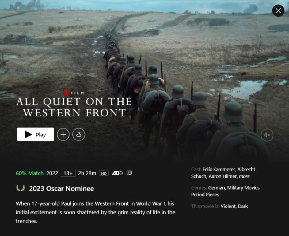 War Movies on Netflix - Western Front