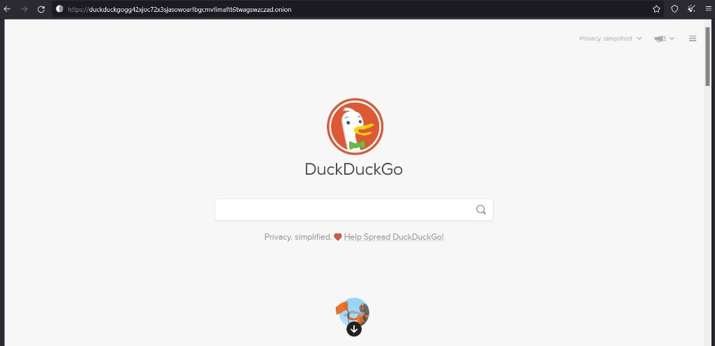 DuckDuckGo Dark Web Website