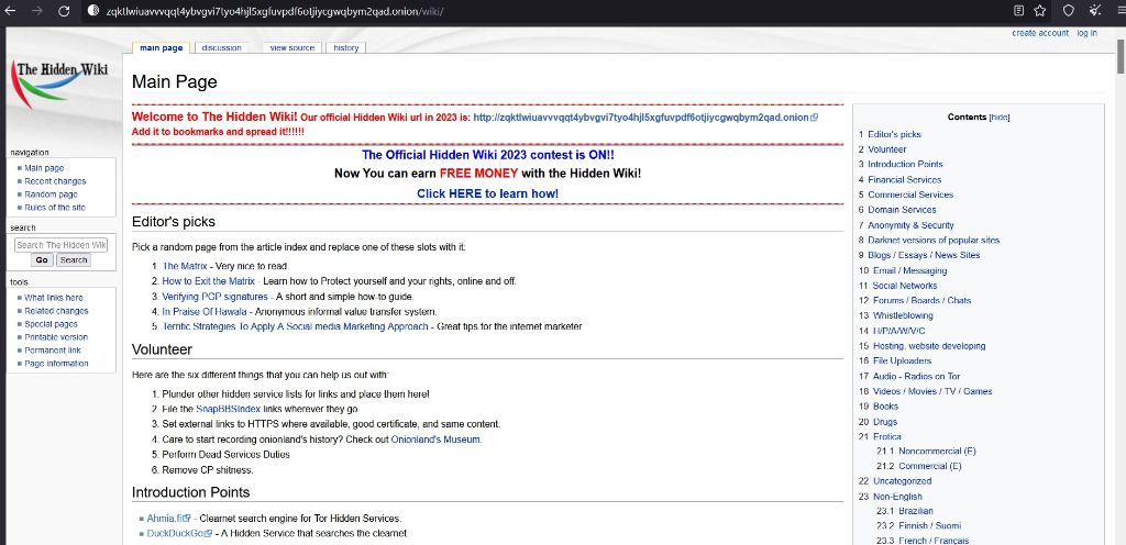 The Hidden Wiki Dark Web Website
