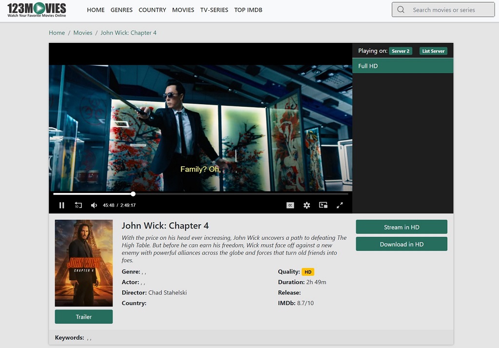 123Movies lets you watch many popular movies and TV shows for free.
