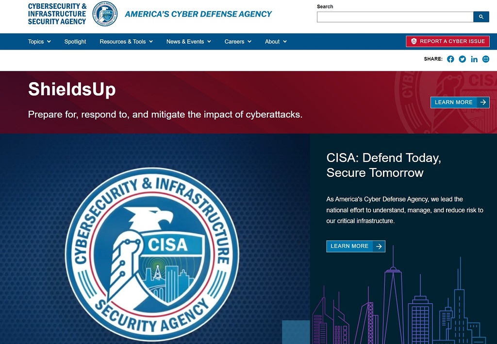 You can report cyber issues at the CISA website.