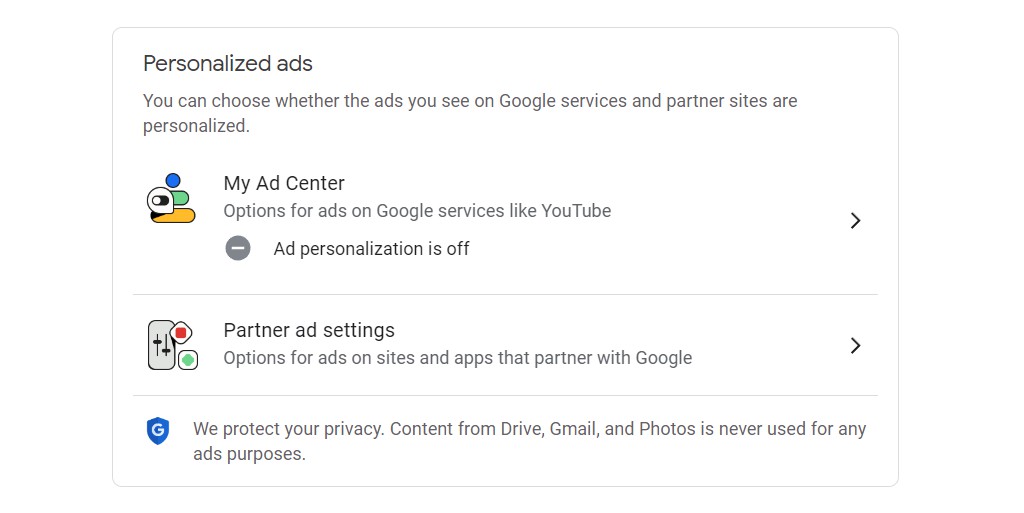 Personalized ads means that Google needs to collect a lot of data from your activities.