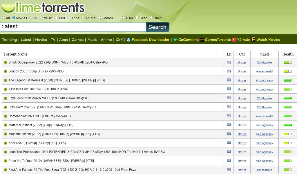 KickAss Torrent Alternatives - LimeTorrents