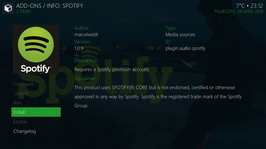 Spotify is (unofficially) available for Kodi