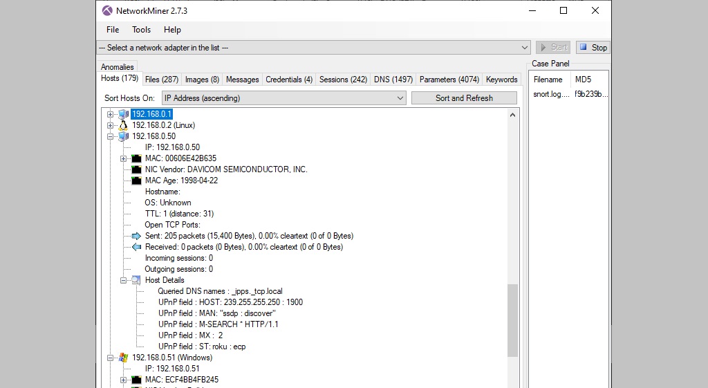 NetworkMiner: The forensic artist of network monitoring.