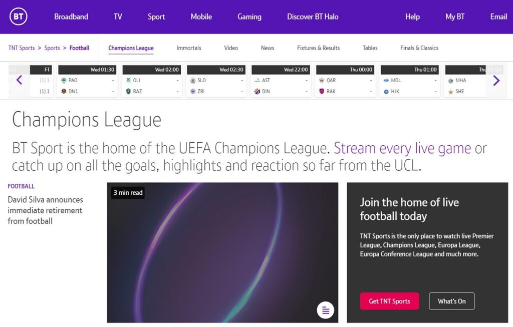 Live Champions League - Experience the thrill of UEFA Champions League with BT Sport.