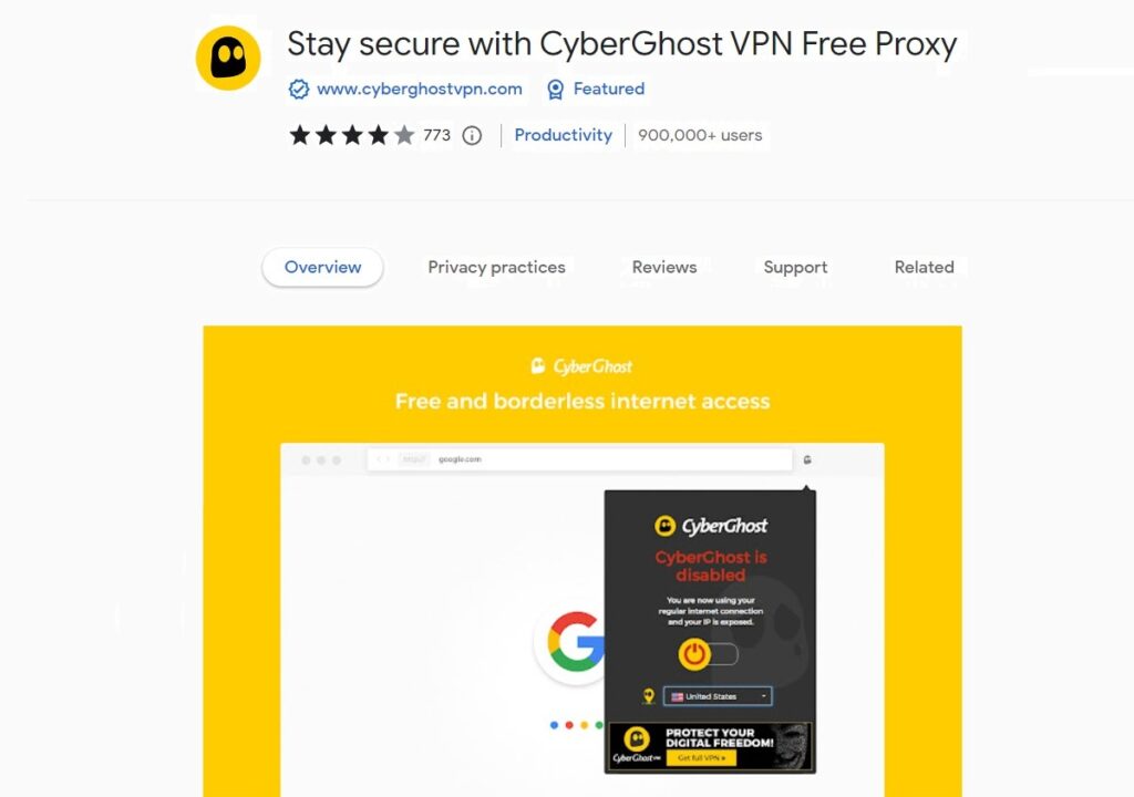 CyberGhost’s VPN Chrome Extension helps you ensure a smooth and secure browsing experience.