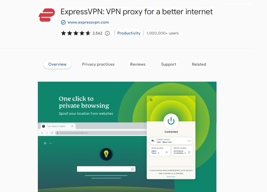 ExpressVPN’s VPN Chrome Extension stands out for its robust security and ease of use.