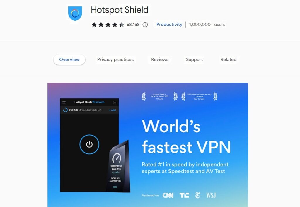 Hotspot Shield’s extension is a formidable choice for both privacy and performance.