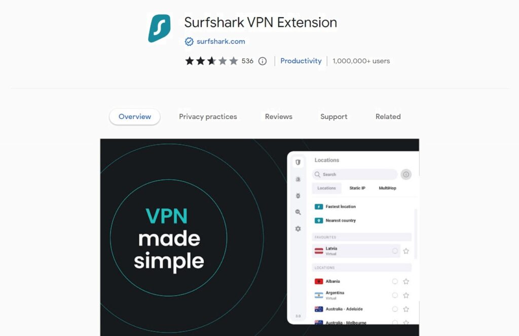 Surfshark’s VPN Chrome Extension offers an affordable and user-friendly way to protect your privacy
