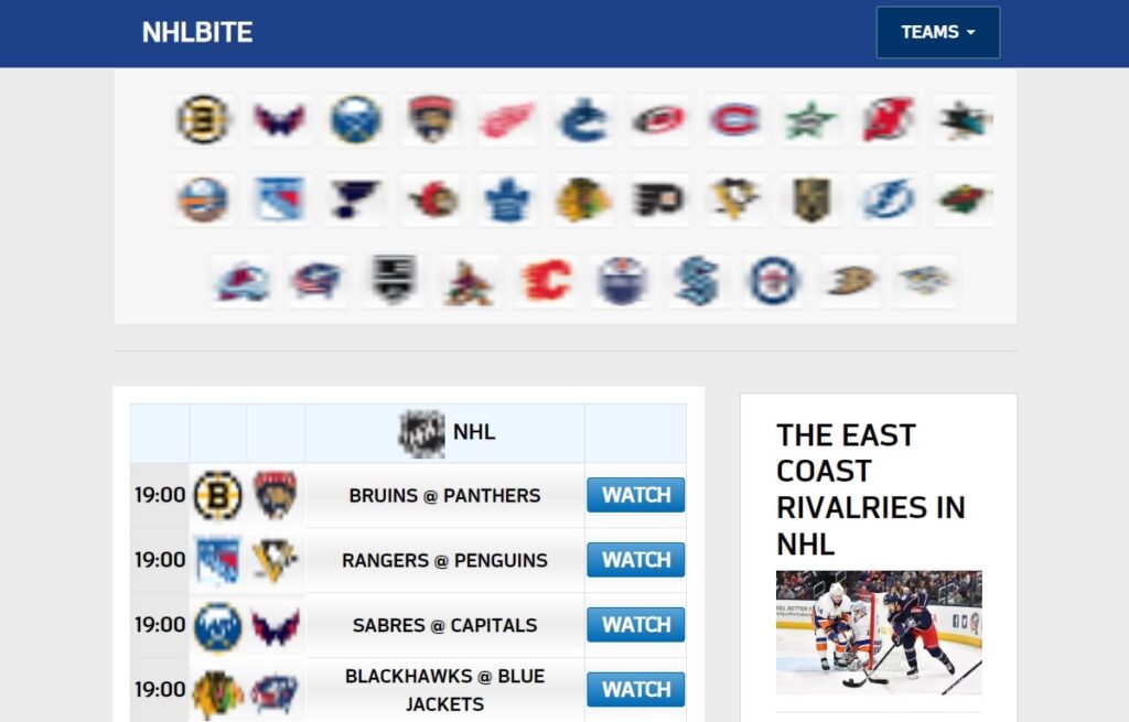 Stream NHL games for free on nhlbite