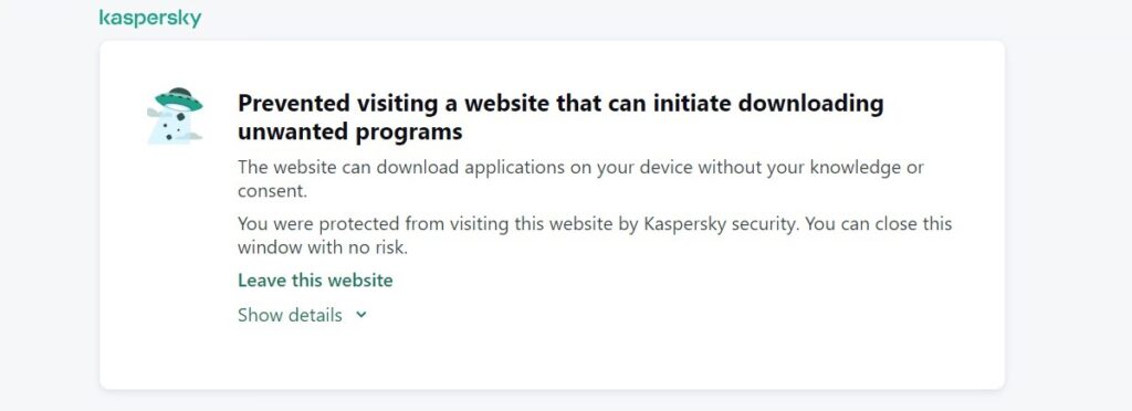 Kaspersky constantly issued warnings when I clicked on TorrentGalaxy navigation links.