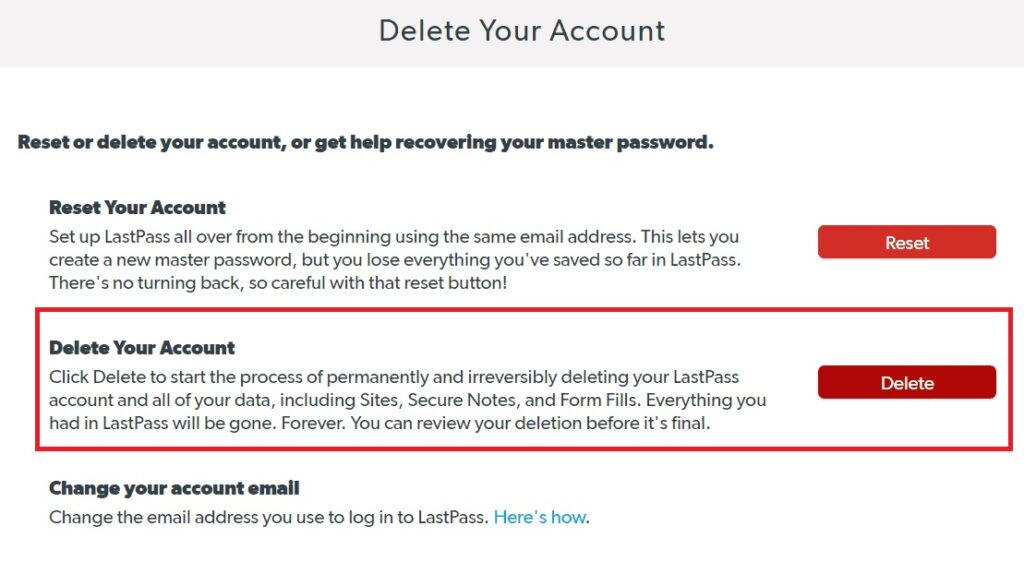 How to Delete Your LastPass Account - Generic Landing Page
