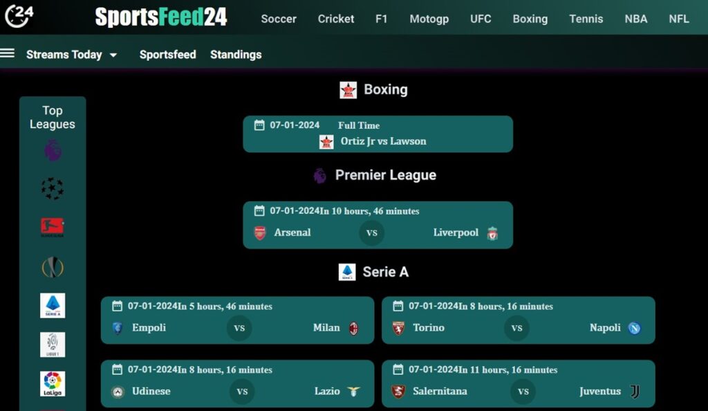 SportsFeed24 is one of the most solid Buffstreams Alternatives