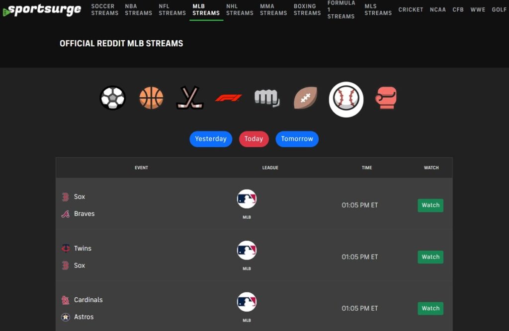 Sport surge MLB Streams is a free streaming site that provides access to all MLB season games.