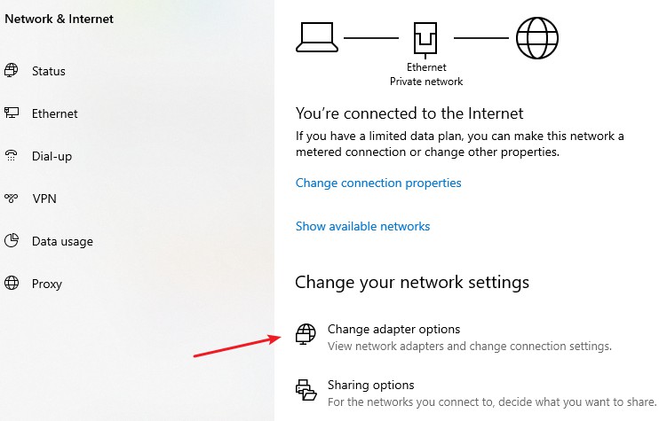 Access Windows Network Adapter Options