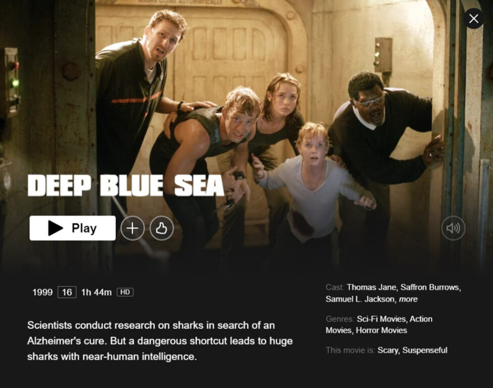 Deep Blue Sea on Netflix