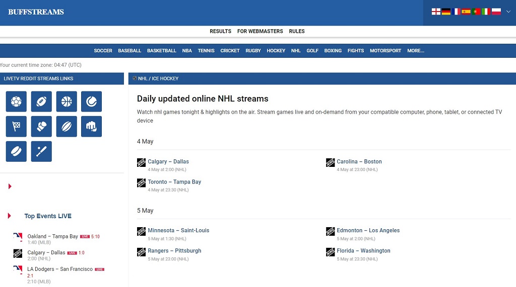Stream NHL games for free on buffstreams
