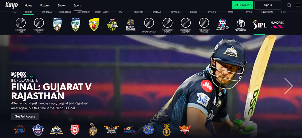 Watch Live IPL Cricket Streaming on Kayo Sports