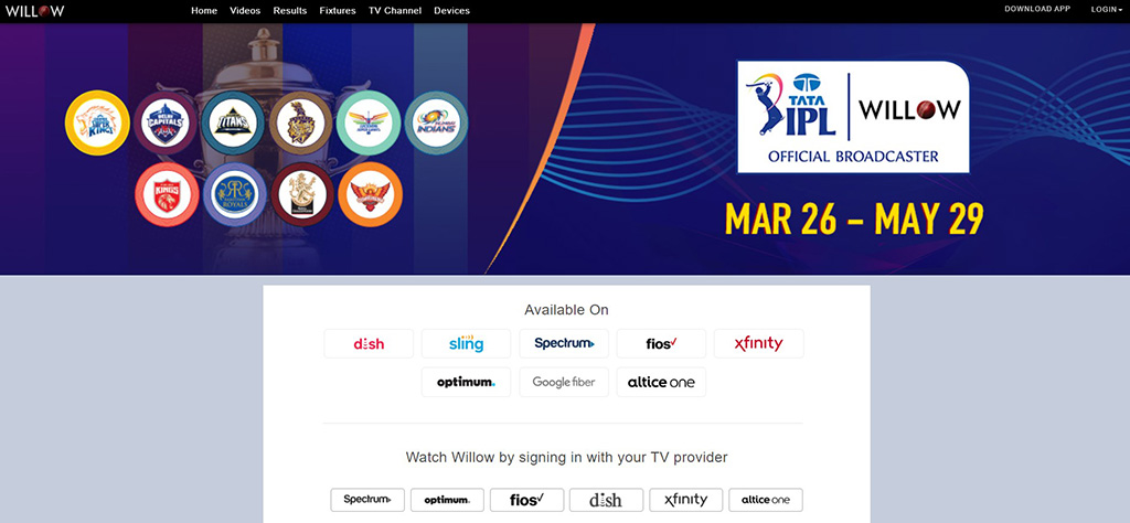 Watch Live IPL Cricket Streaming on WillowTV