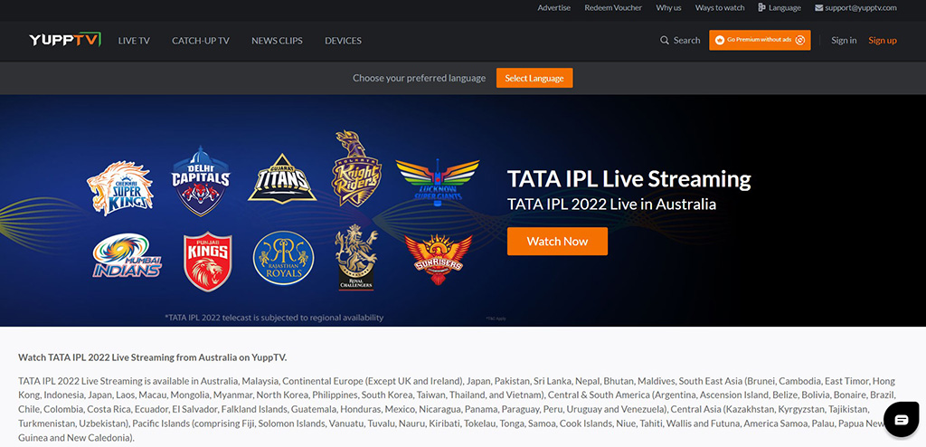 Watch Live IPL Cricket Streaming on YuppTV