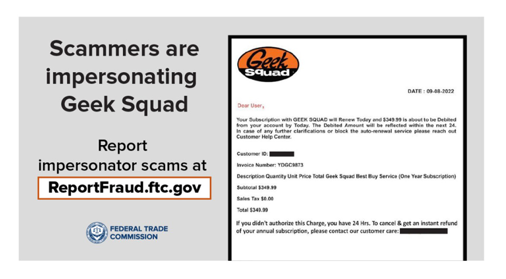 Scammers send alarming renewal messages to rattle you (Source: FTC).