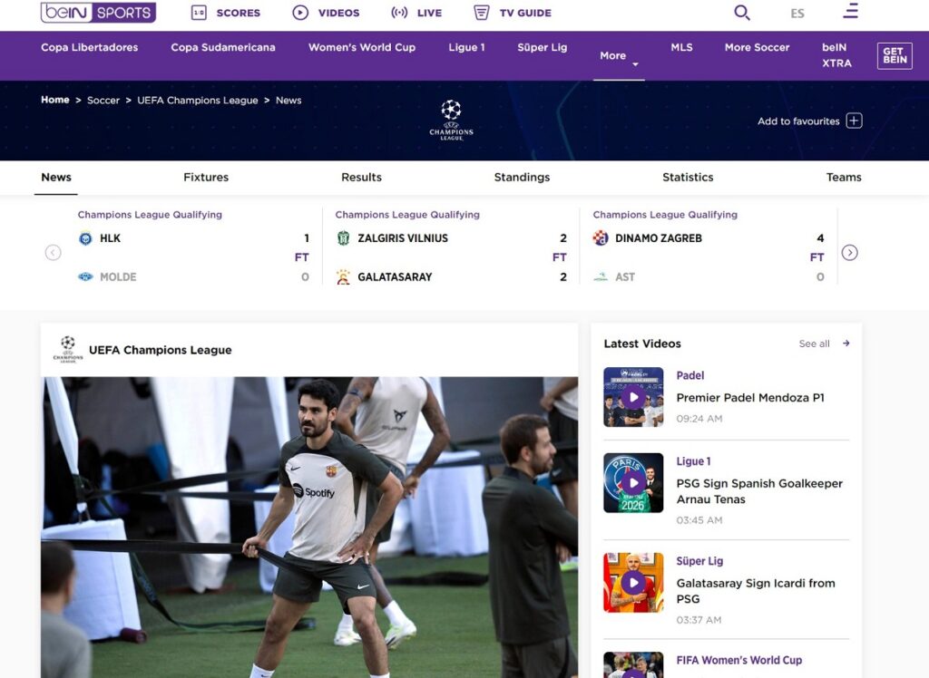 Witness the magic of the UEFA with beIN Sports.