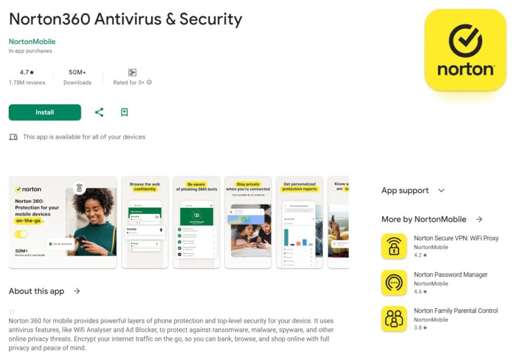 There are several mobile security apps from trusted brands like Norton.